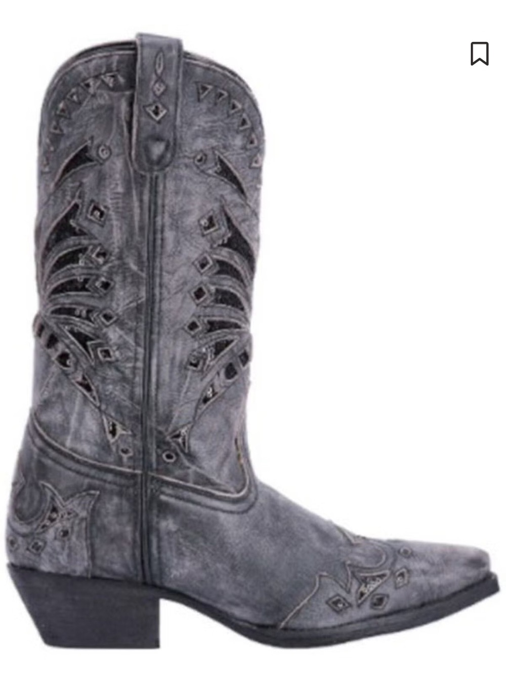 Laredo Stevie Black Leather Sequin Underlay Western Cowboy Boot 52120 Womans 8